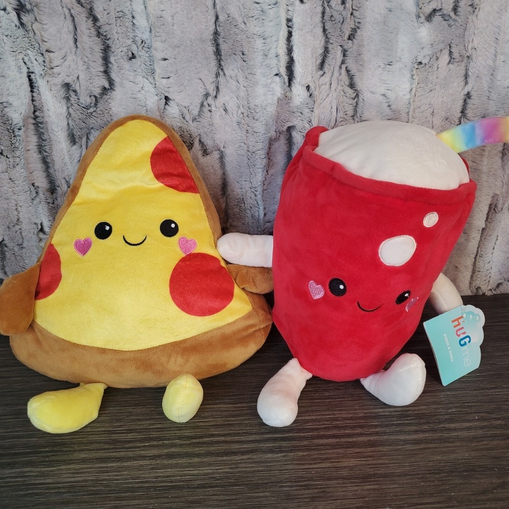 Walgreens Hug Me Stuffed Plush Pizza and Soda‎ Pop Toy 12" NEW Valentine's Day